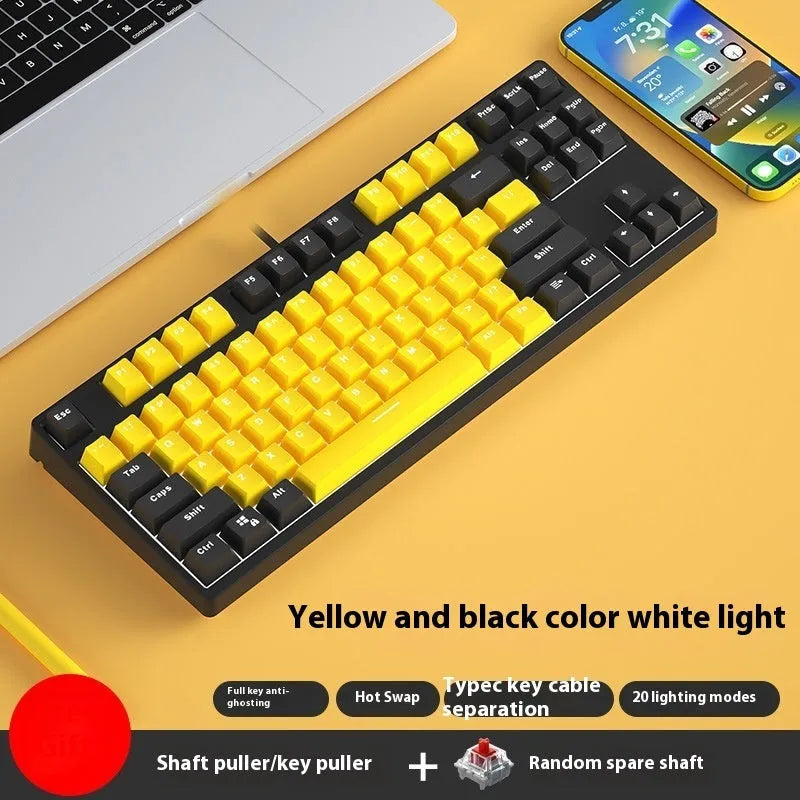 87-key tenkeyless mechanical keyboard in a dual-colour keycap design with metal frame