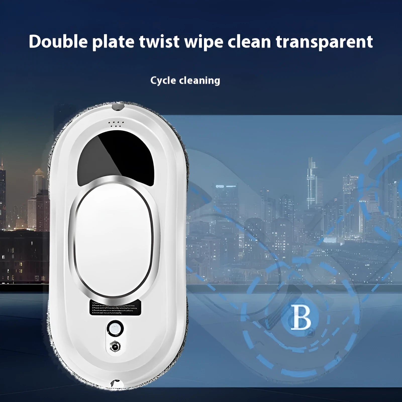 White automatic high altitude cleaning machine with remote control and accessories.