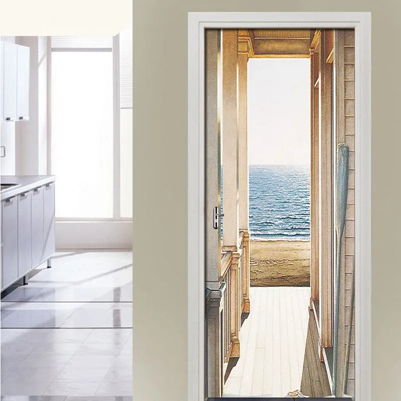 American style landscape wall mural PVC self-adhesive door sticker 77x200cm