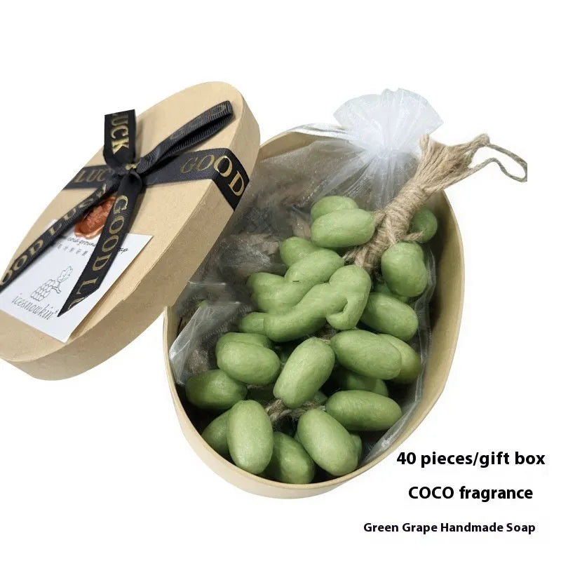 Handmade grape soap bars in four grape variants with 120g weight and multiple packaging options