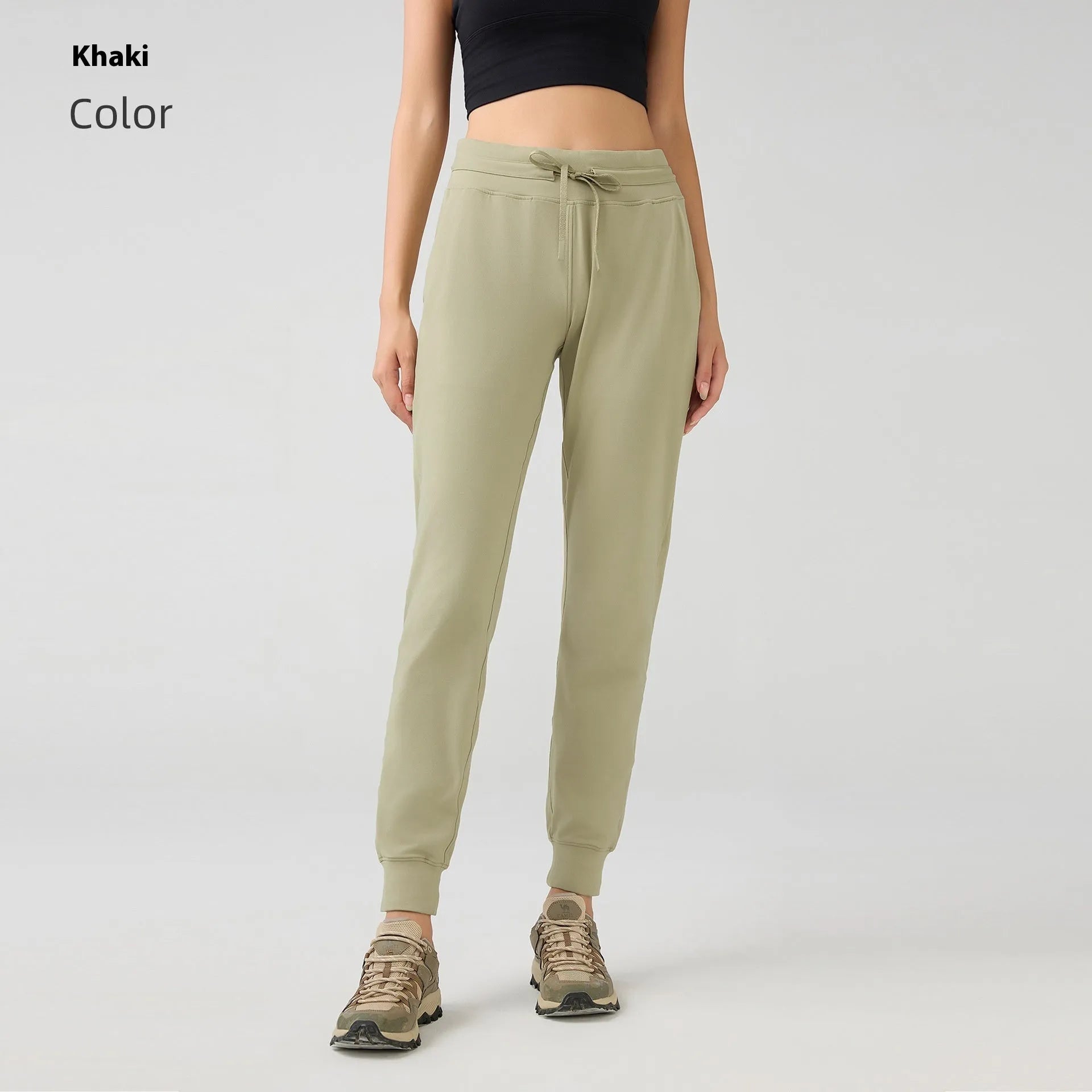Women's high waist yoga pants with drawstring in Belgian Blue colour