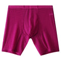 Men's lace boxer shorts in nylon fabric on a mid-waist mannequin, showing transparent knitted construction.