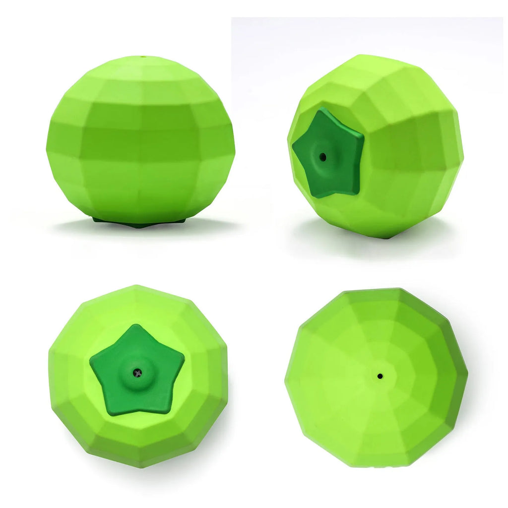 Green natural rubber dog squeaky ball toy for large breed aggressive chewers