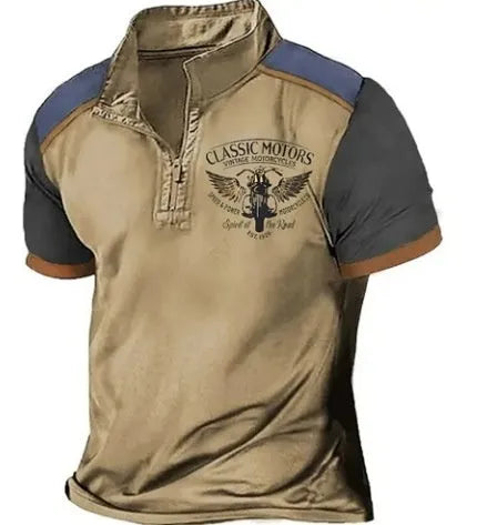 Men's loose fit 3D printed golf polo shirt in bird eye cloth fabric, solid colour with digital print.