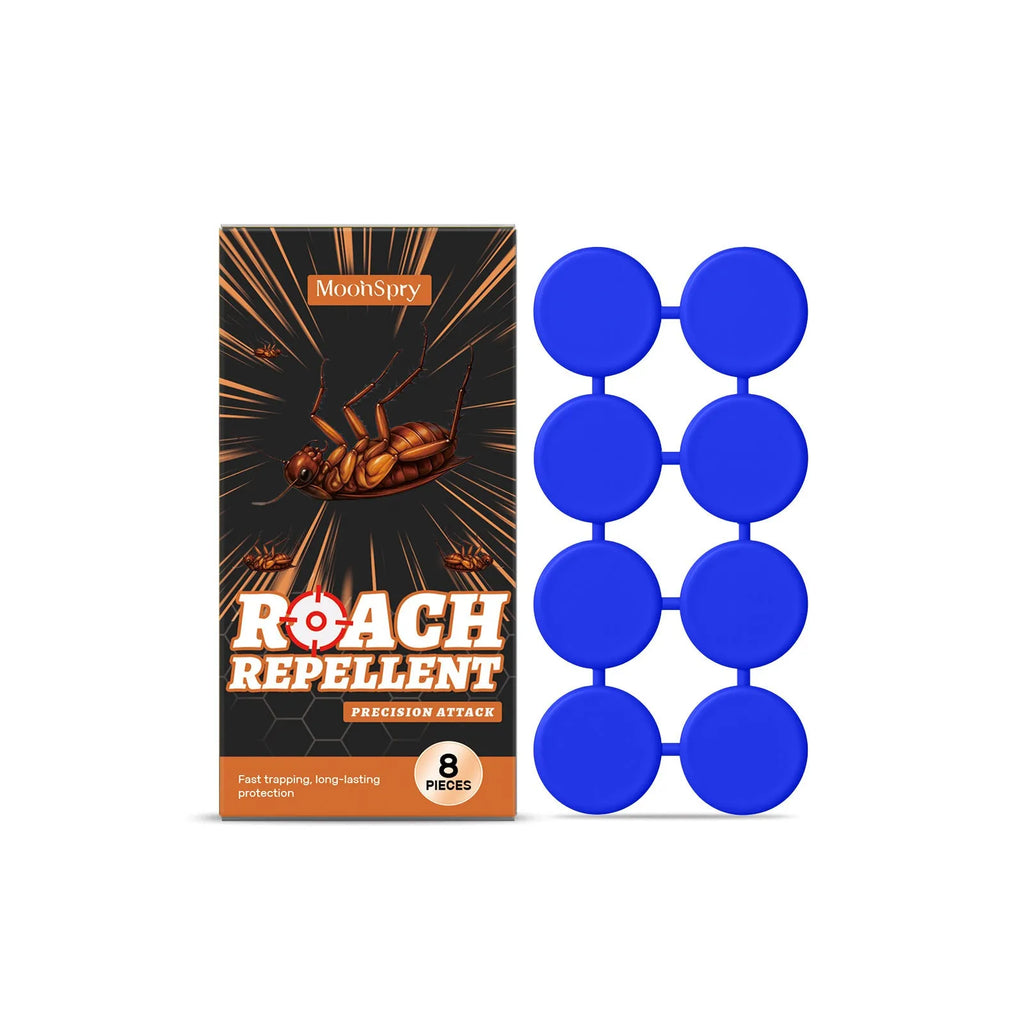 Cockroach control kit showing bait stickers and glue boards for indoor household pest management