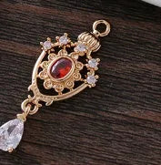 Hollow water drop pendant with crown and zircon design in five colour options