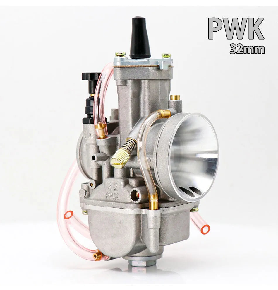 Sandblasting carburetor modification kit for motorcycles with seven PWK sizes from 21mm to 34mm.