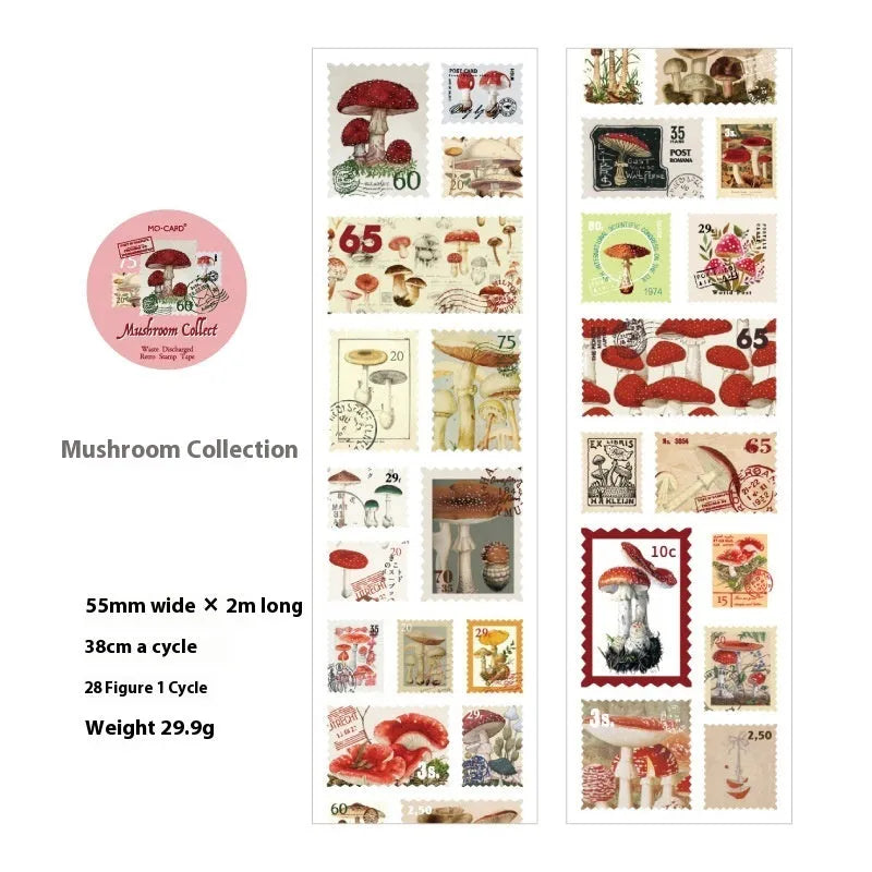 55mm wide coated paper stamp roll with retro patterns for journal decoration