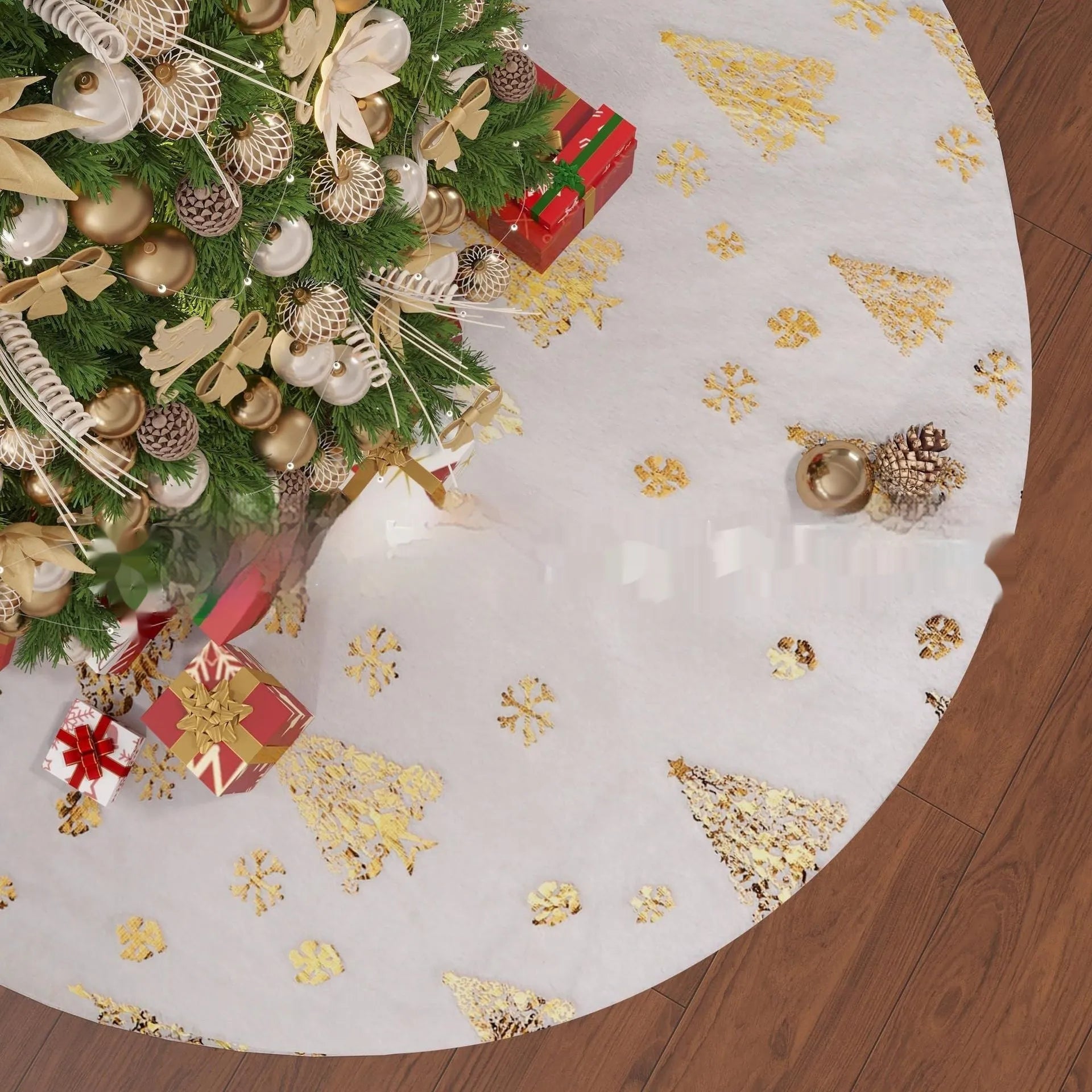 Plush Christmas tree decorative doormat in snowflake star style, shown in a group set.