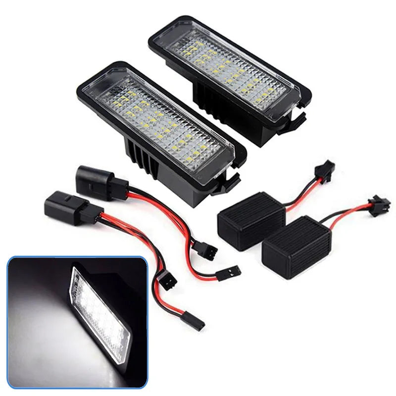 Volkswagen LED licence plate light unit for Golf, Polo, Phaeton models with 24 SMD LEDs.