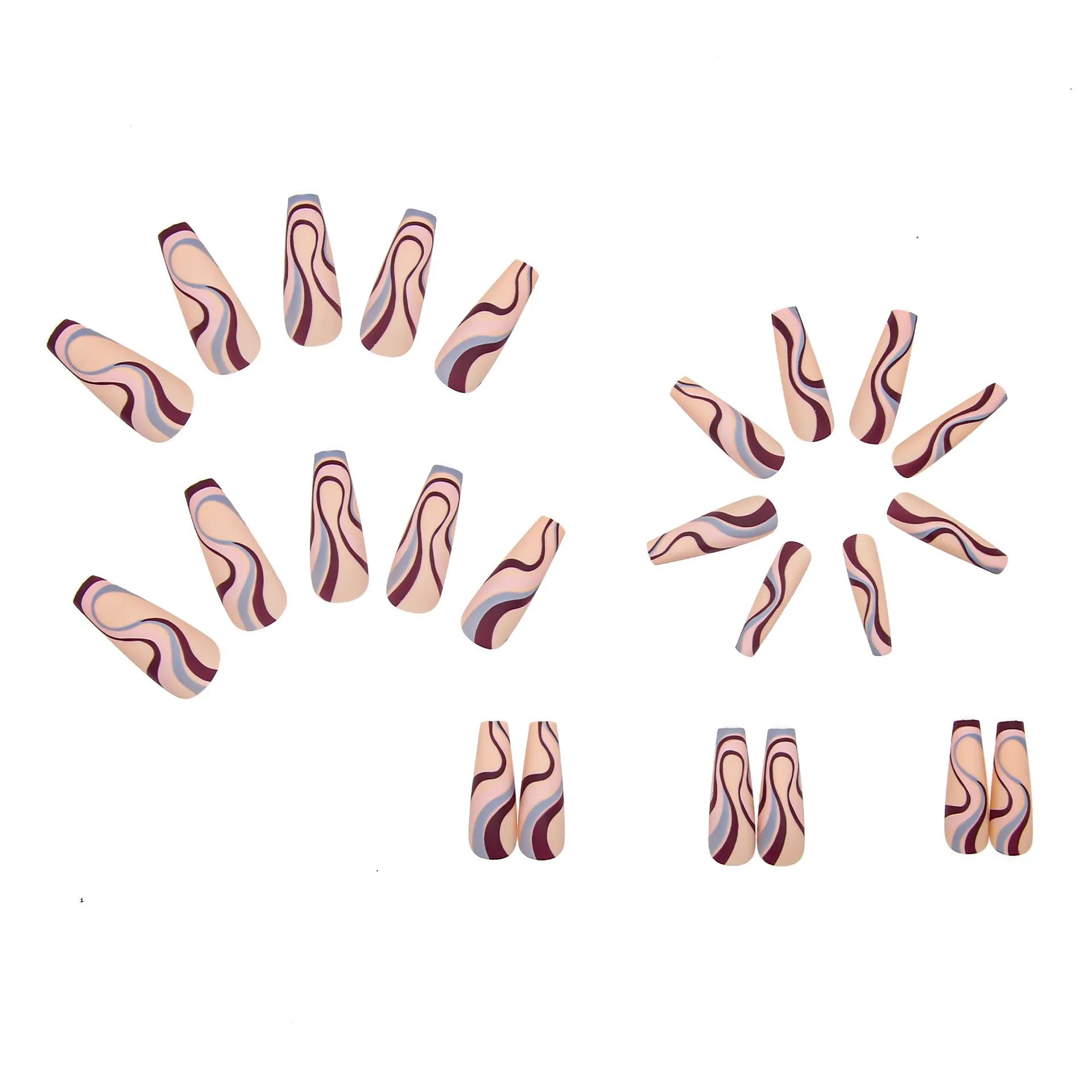 Ballet Wave Line detachable nail stickers with jelly glue in W067 pattern