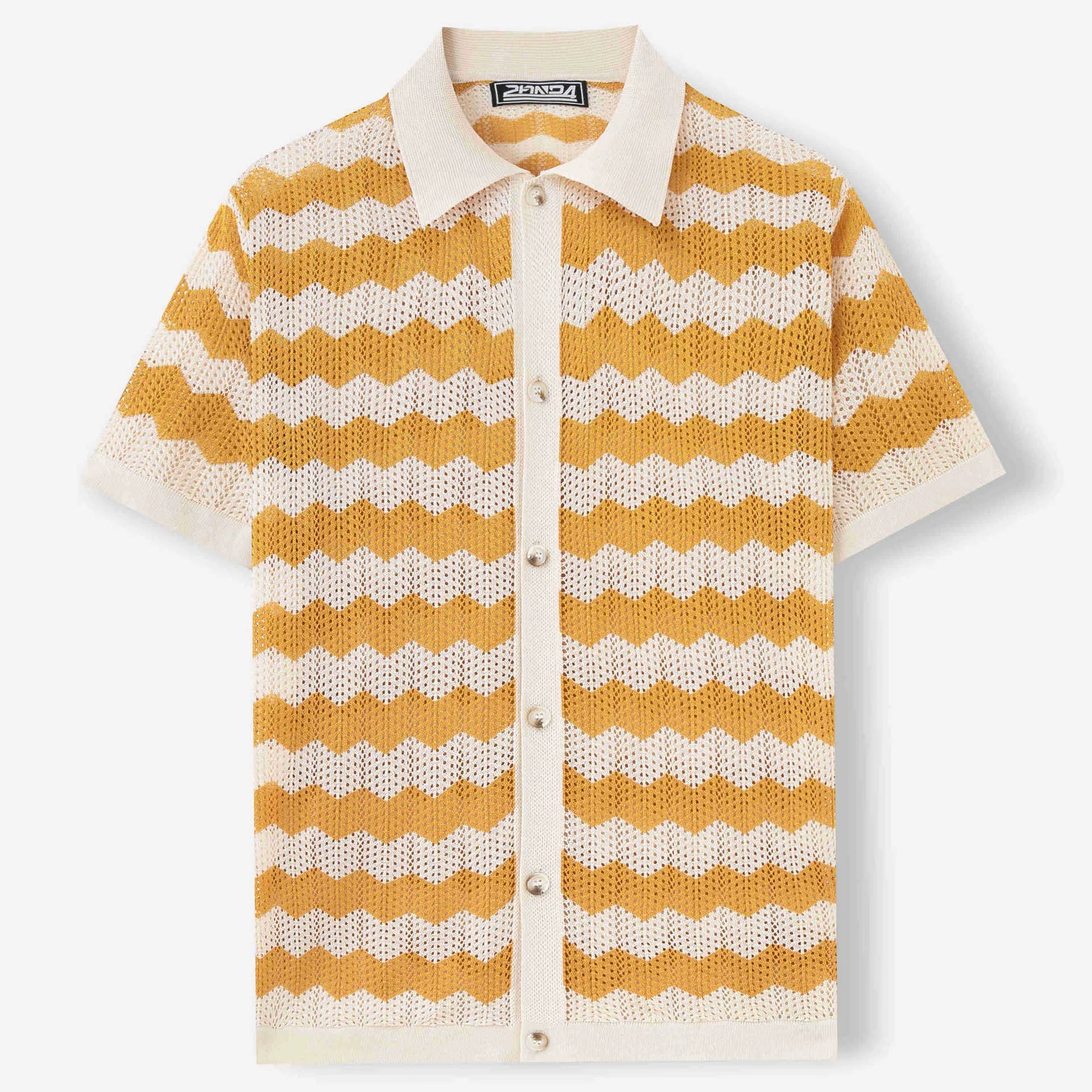 Short sleeve summer sweater with hollow jacquard corrugated flocking design in Tencel fabric