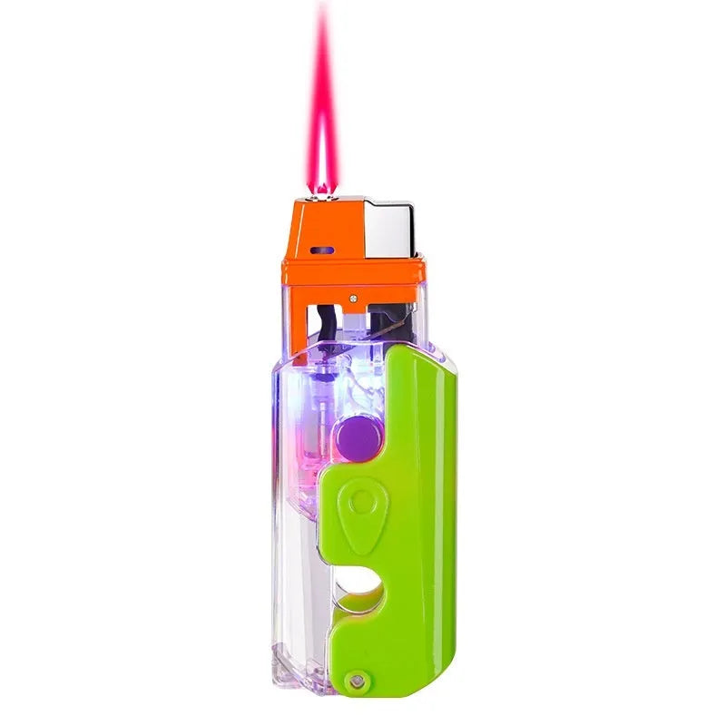 Colourful luminous radish plastic lighter with wind resistance in orange, purple, green options