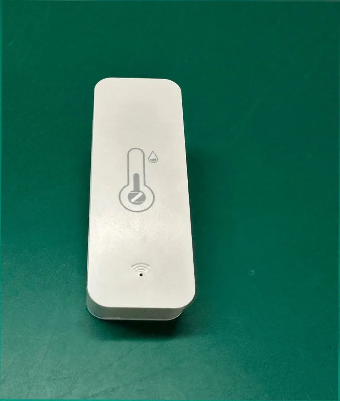 White WiFi Zigbee Tuya smart temperature humidity sensor with ABS housing measuring 72mm long
