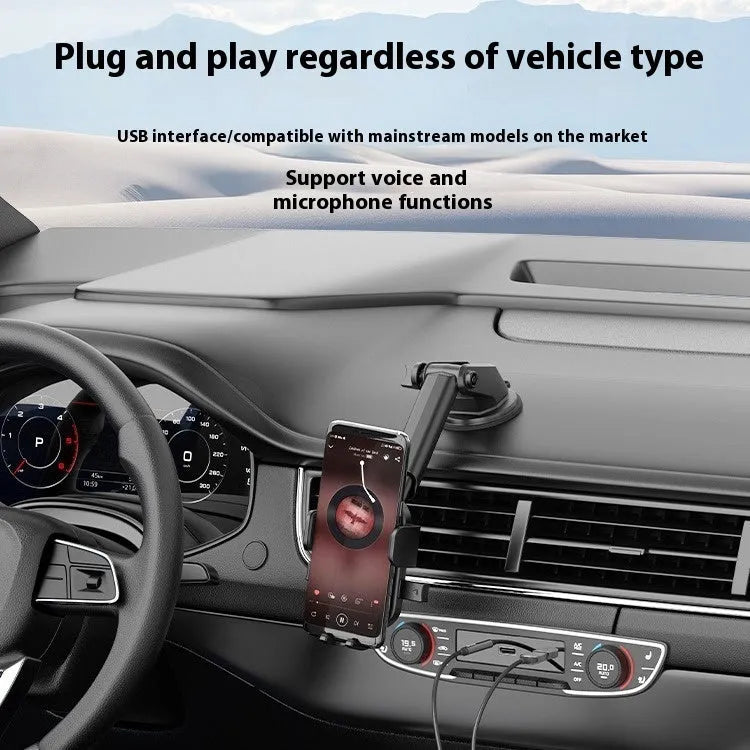 NAI USB car Bluetooth 5.4 audio receiver with USB-A plug and 3.5mm jack on black cable.