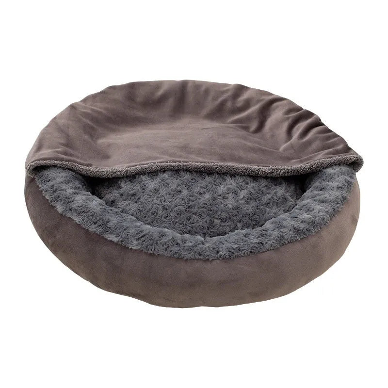 Round dark gray thickened flannel cat bed cushion mat in 50cm diameter size