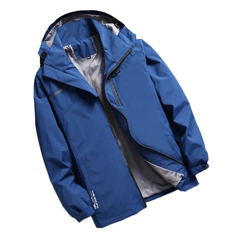 Lightweight waterproof hooded jacket in polyester loose fit, available in multiple colours for spring autumn outdoor wear