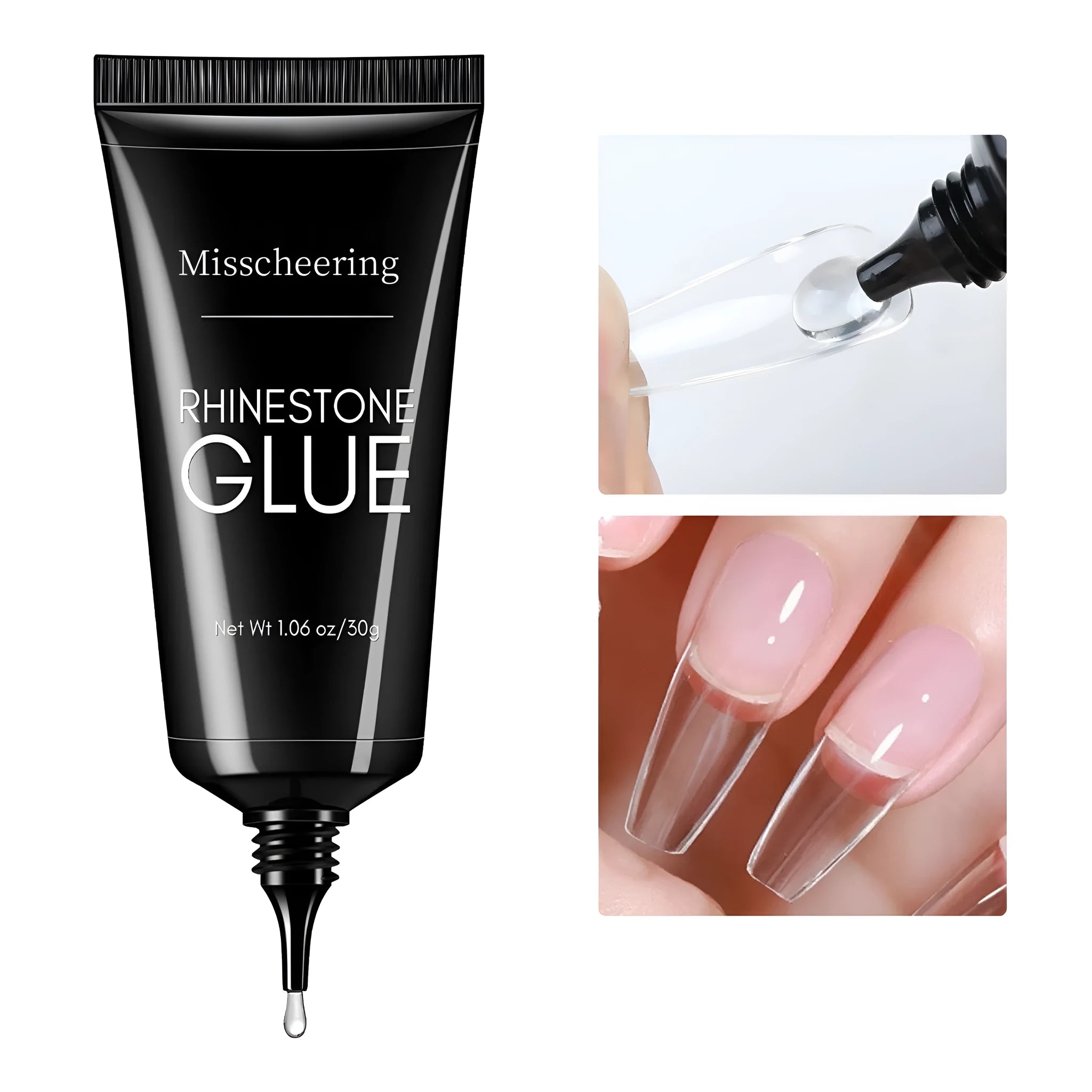 Nail art strong wash-free rhinestone sticking glue in 30g bottle with brush applicator