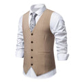 Men's striped suit vest with miter bottom hem in red, black, or khaki colour options