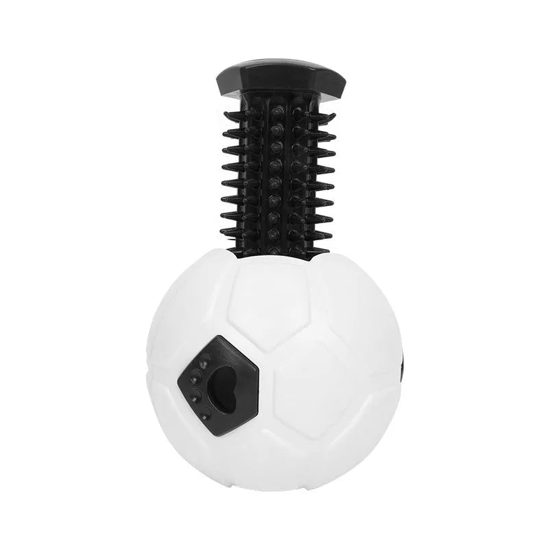 Orange and white TPR dog chew toy ball for teeth grinding and interactive play.