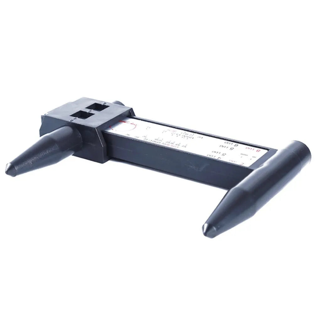 Digital hole distance measuring tool with plastic construction and 18cm length for wheel hub measurement