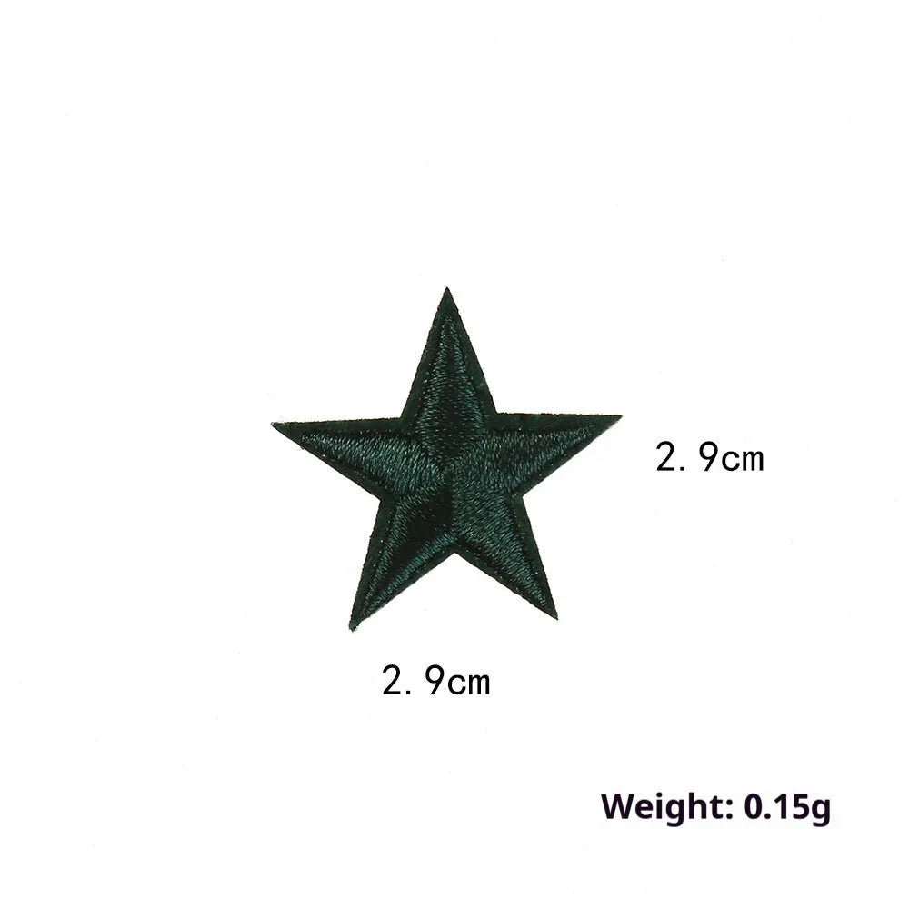Five-pointed star embroidery label cloth stickers in assorted colours for clothing decoration
