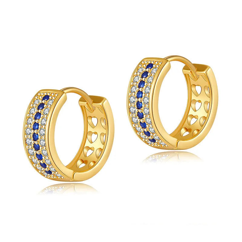 Geometric round gold-coloured hoop earrings for women