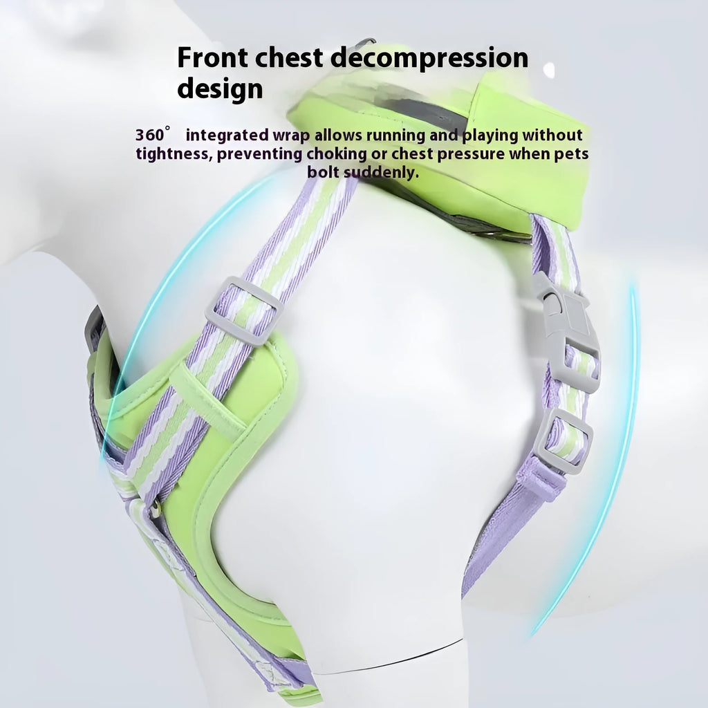 Explosion-proof anti-strangulation dog harness in Oxford cloth with attached 1.5 metre rope