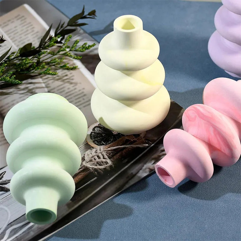 Three-layer circle vase silicone mold in irregular shape for baking and craft projects