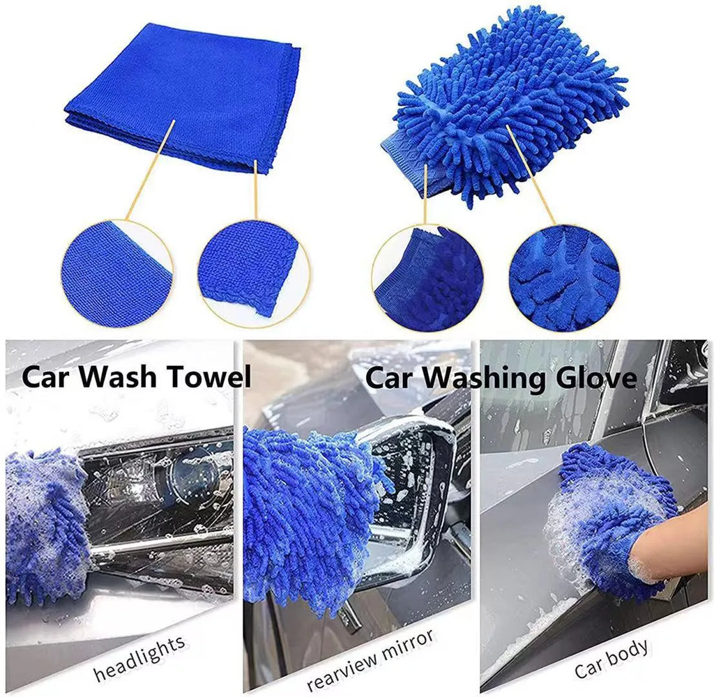 26-piece car cleaning brush set with multiple brush heads for vehicle detailing