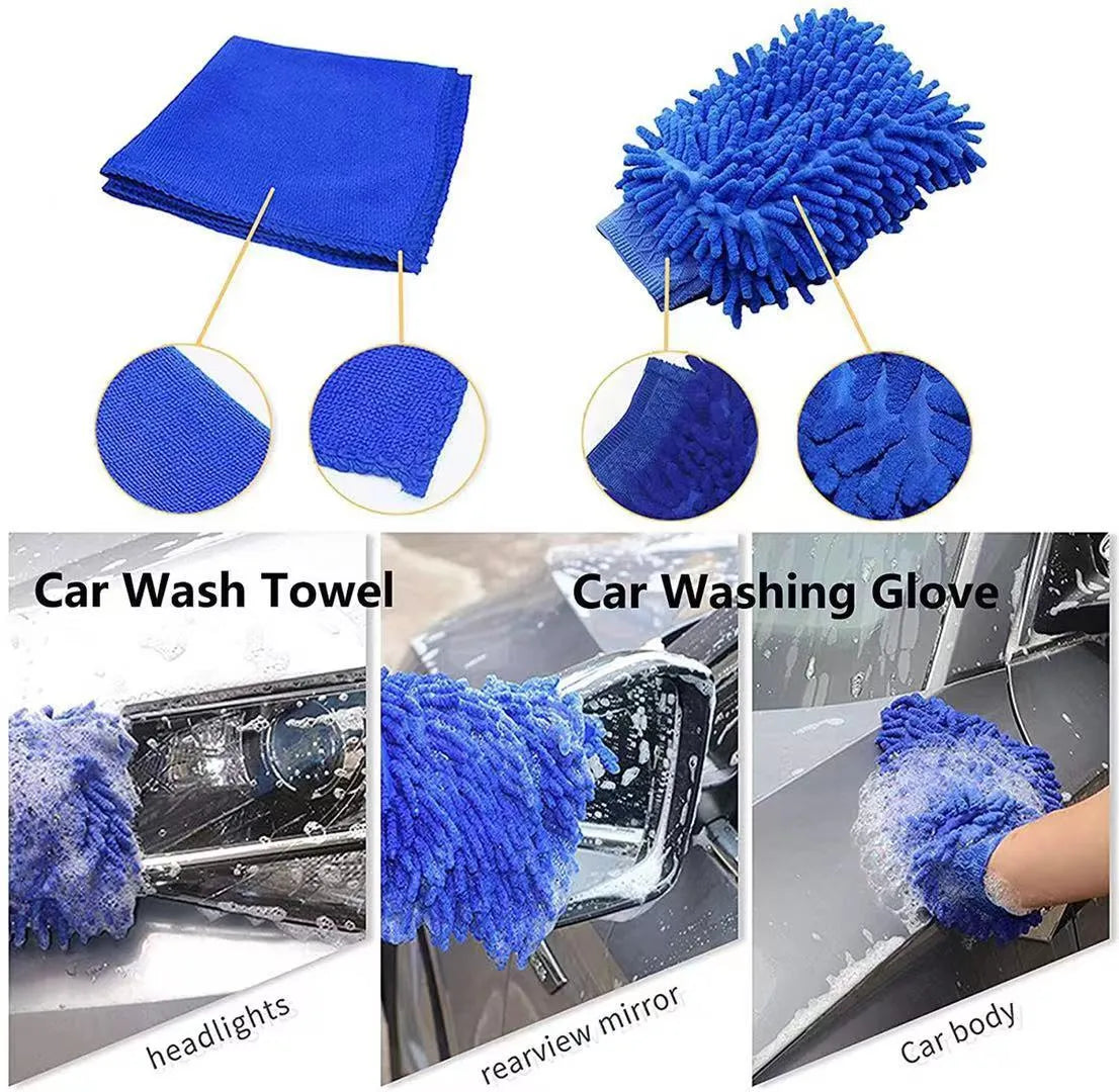 26-piece car cleaning brush set with multiple brush heads for vehicle detailing