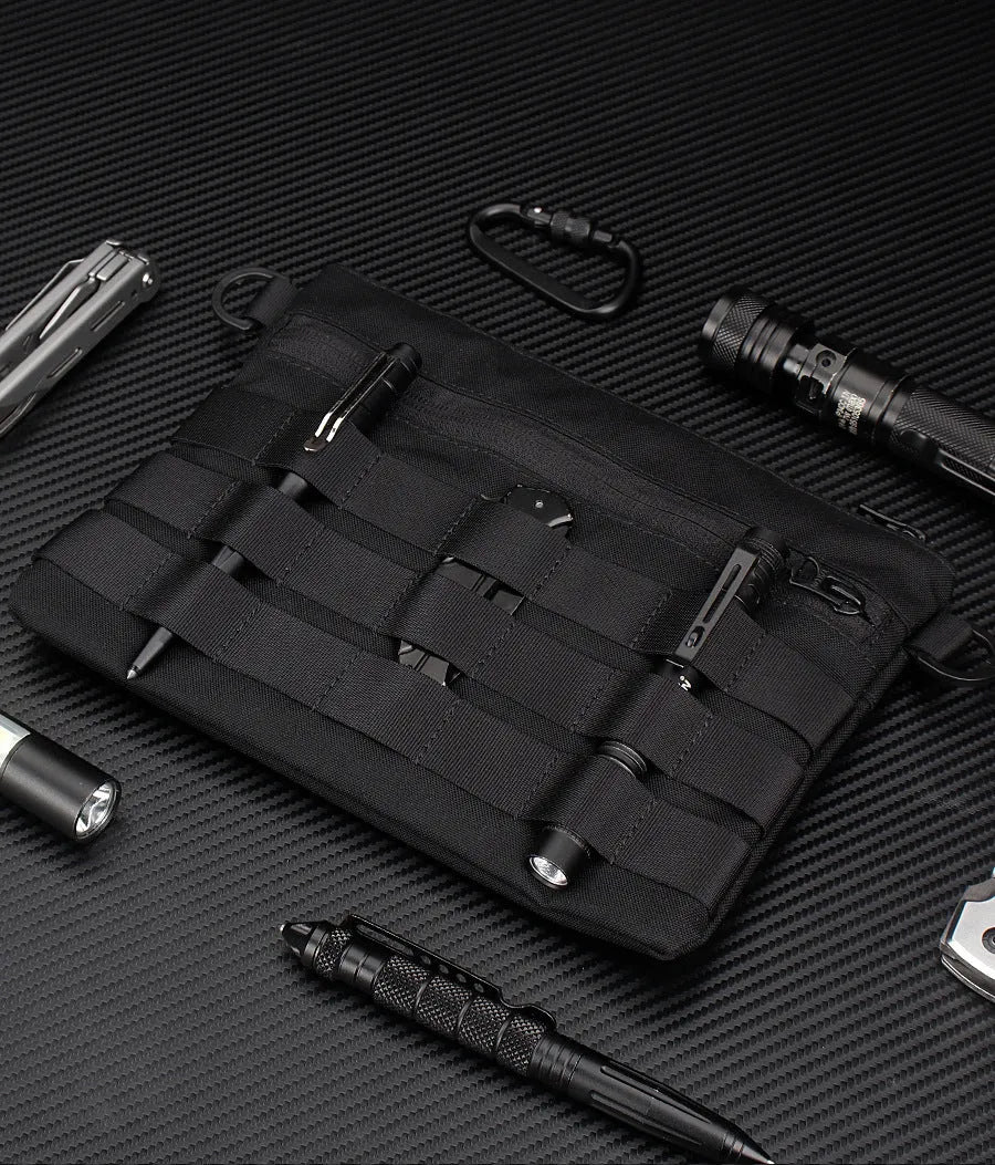 Black Oxford cloth portable outdoor kit measuring 18cm by 3.5cm for military enthusiasts