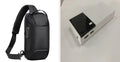 Black rectangular 20000mAh portable power bank with a charging cable.