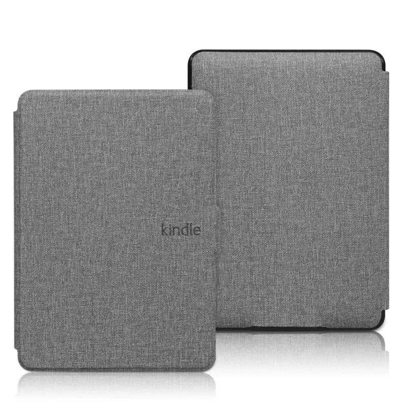 Linen leather textured hard case for Kindle Paperwhite in multiple colour options showing magnetic closure.