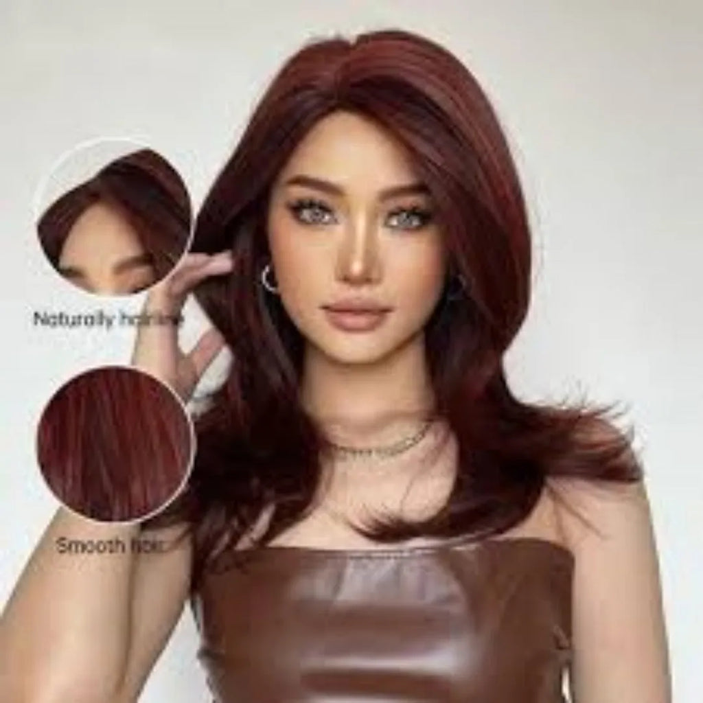 Mid-length platinum gradient colour wig with long curly hair and bangs in high-temperature chemical fibre