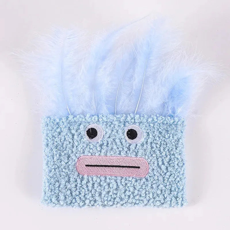Colourful big mouth explosion head shaped plush cat toy with catnip.
