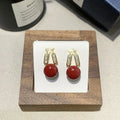 Set of three French retro minimalist faux pearl clip-on earrings in gold and silver tones