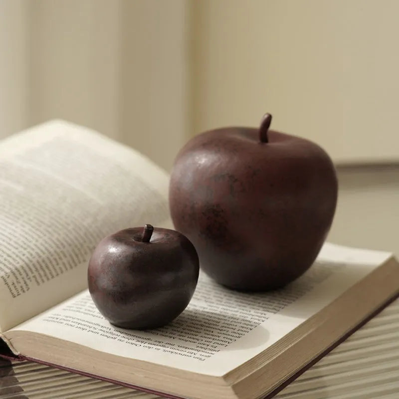 Retro Chinese ceramic apple ornament for desktop decoration in large or small size