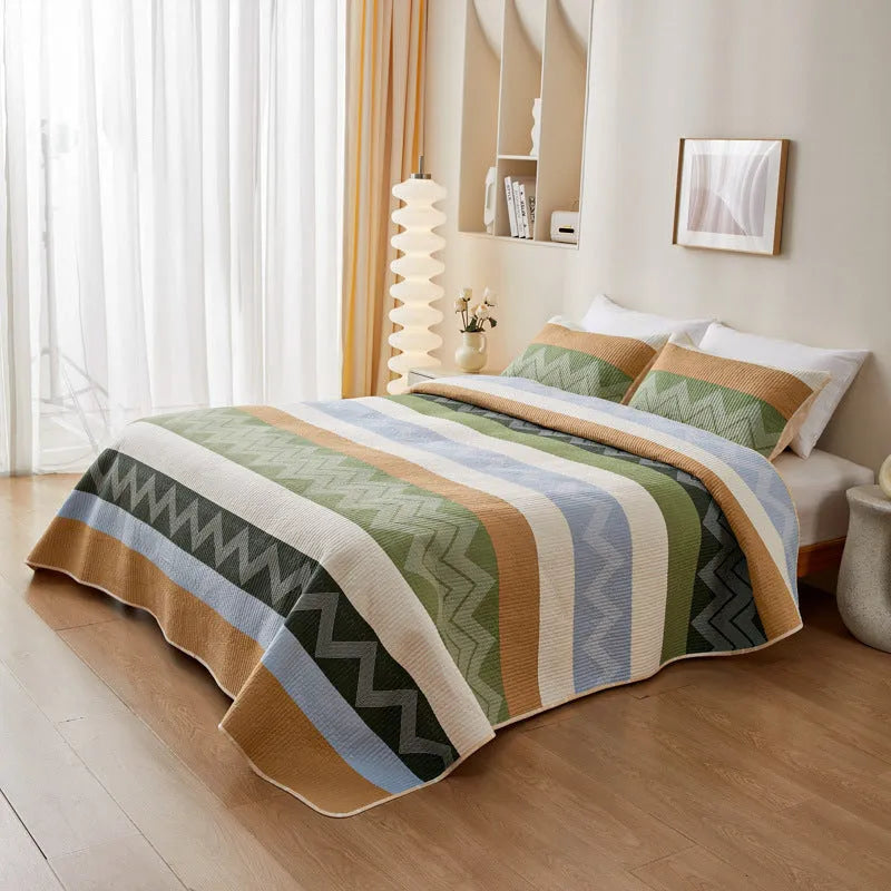 Pure cotton printed bed sheet three-piece set in modern design for 2.2 metre bed frame