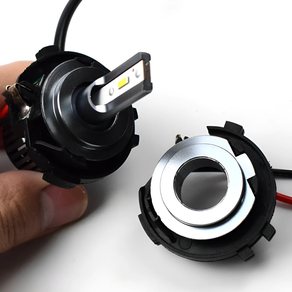 Black H7 LED headlight adapter holder for Volkswagen cars with copper wiring