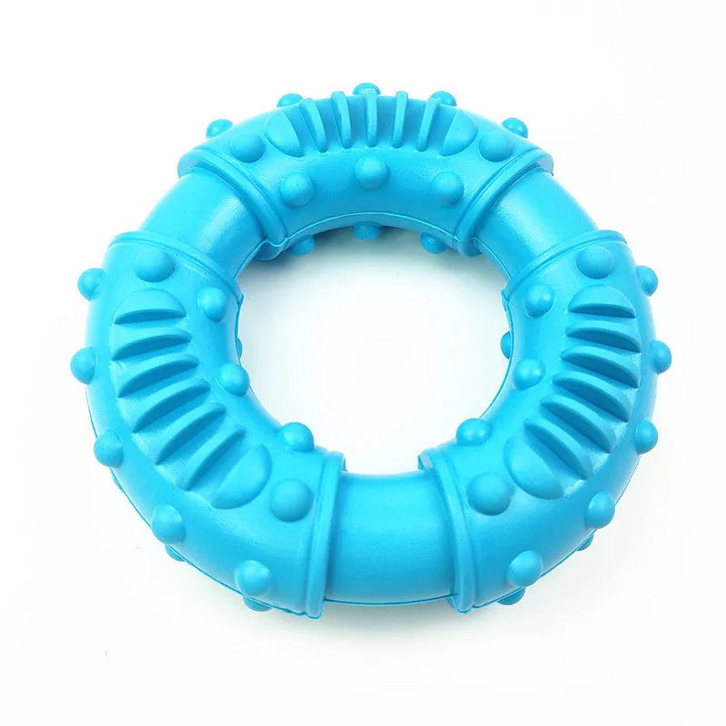 Blue dog fetching stick toy with hollow design for chew-resistant fetch games