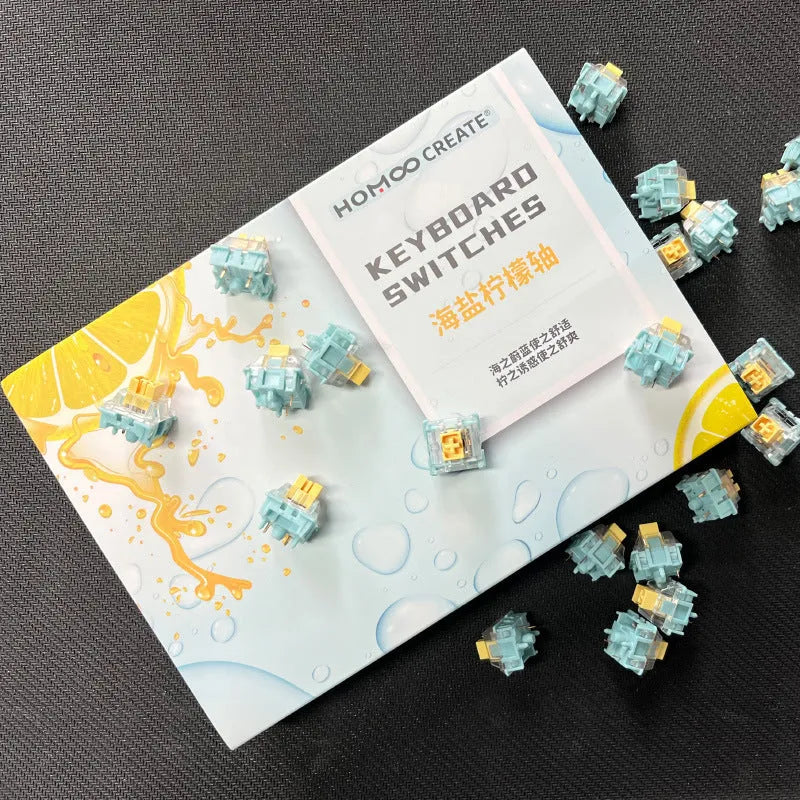 36 Sea Salt Lemon coloured mechanical keyboard switches for hot-swap keyboards.