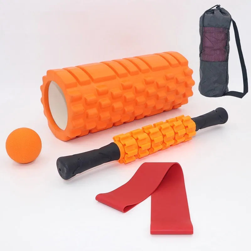 33cm black fitness foam roller with six segmented pieces for muscle massage