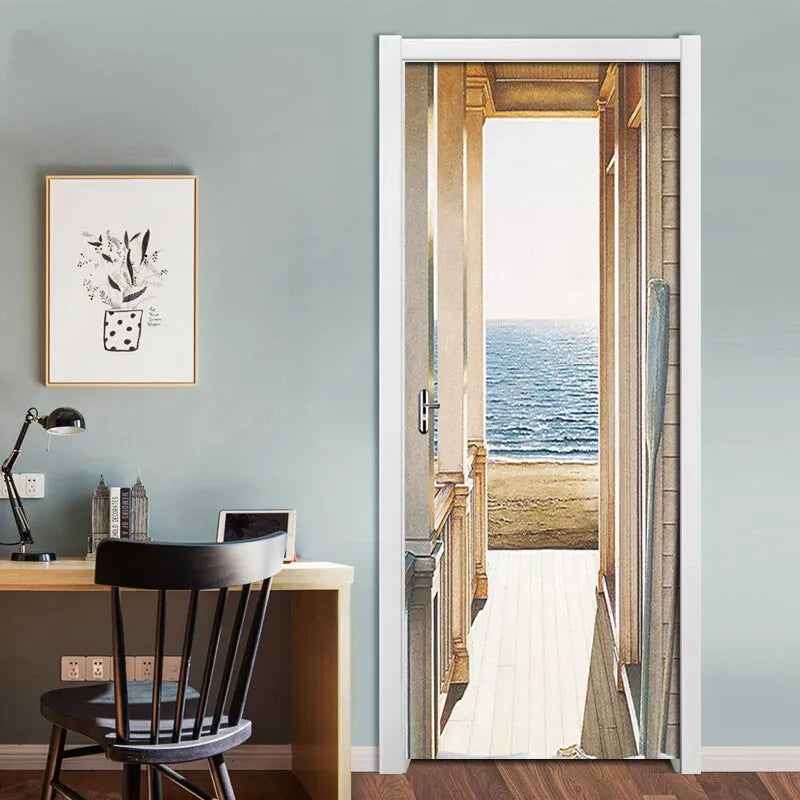 American style landscape wall mural PVC self-adhesive door sticker 77x200cm
