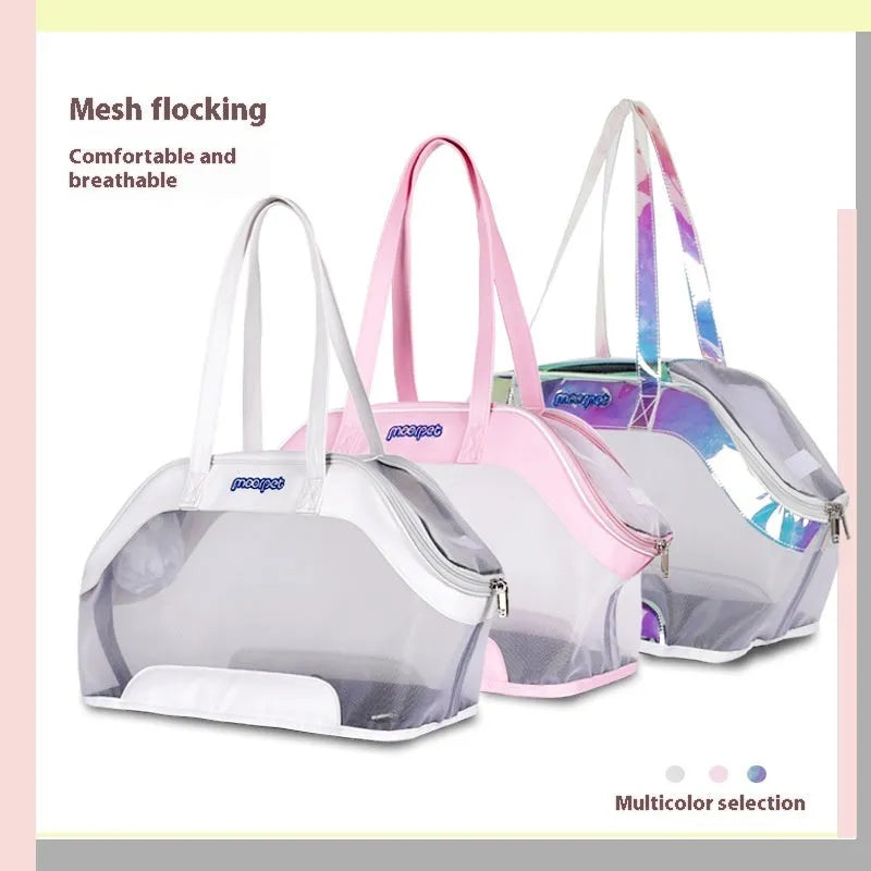 25 litre leather pet carrier bag in Milan White for small dog and cat transport