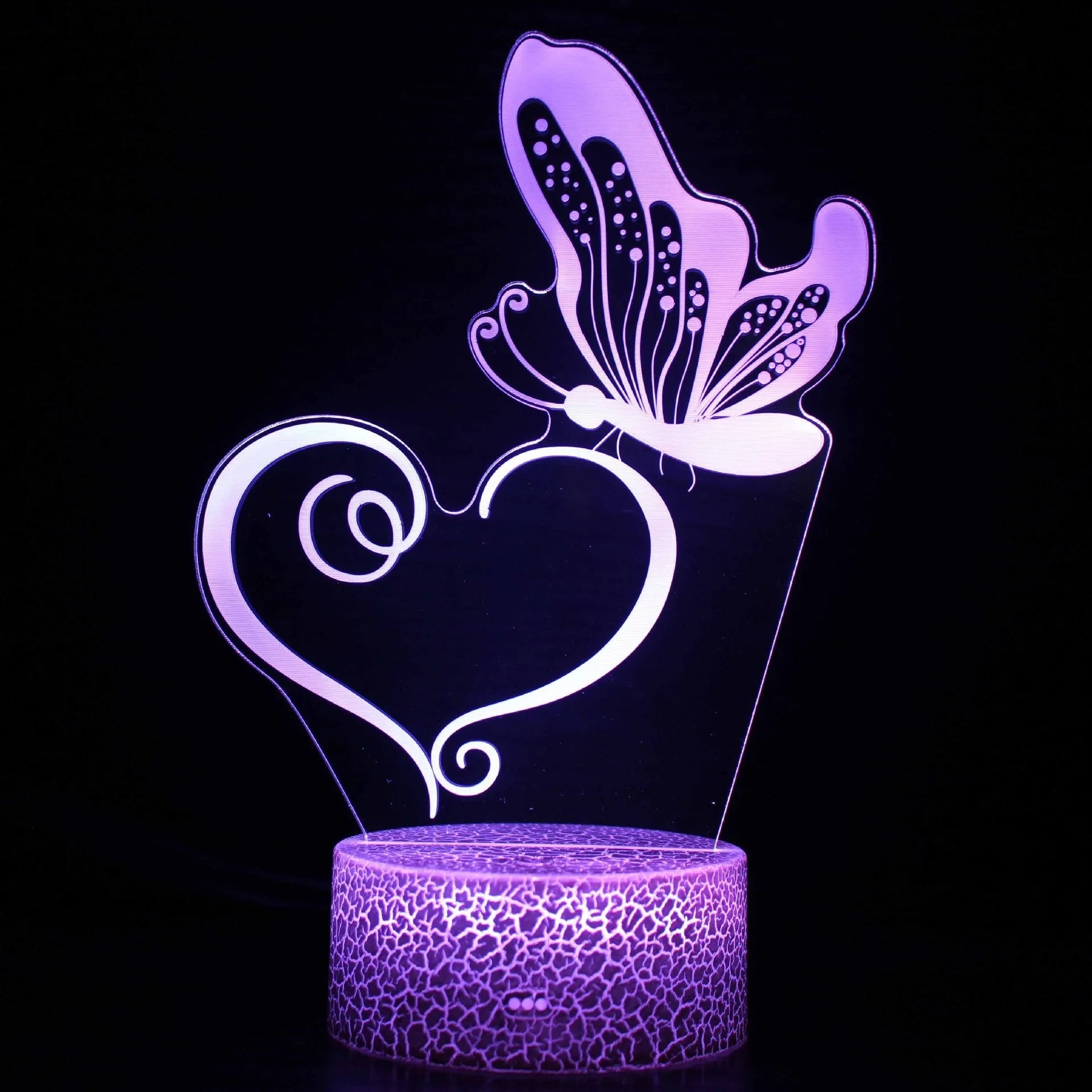 Colourful 3D acrylic USB table lamp with touch control on a small ABS base