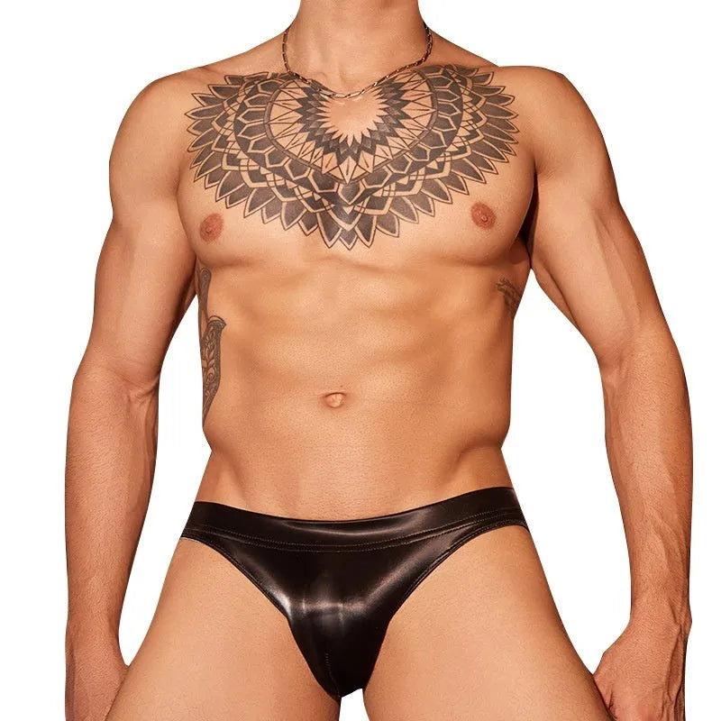 Men's briefs underwear with shark skin lace fabric in black or white free size