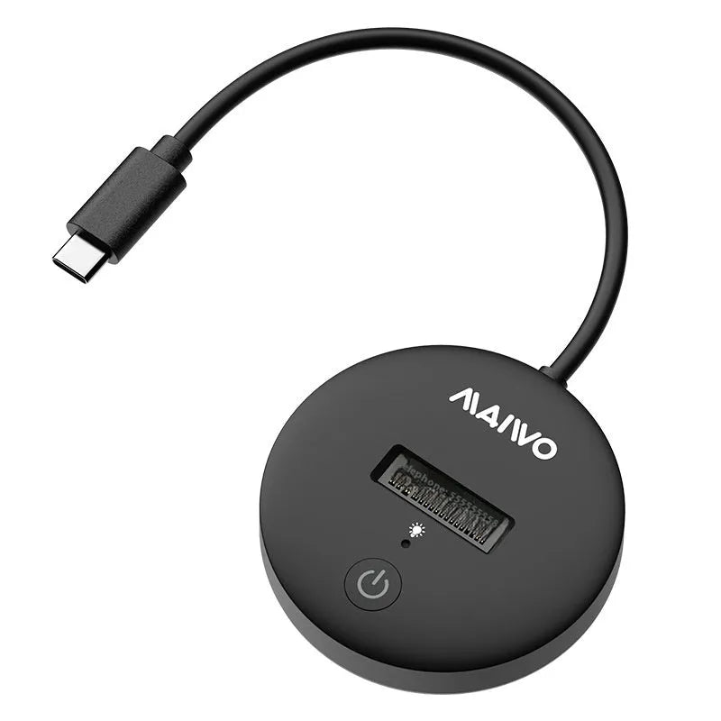 Black external hard drive enclosure with Type-C connector for NVME solid state drives