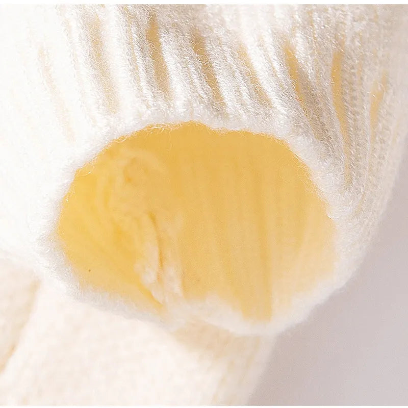 Knitted small dog sweater in white with multicolour Apple and smiley face embroidery