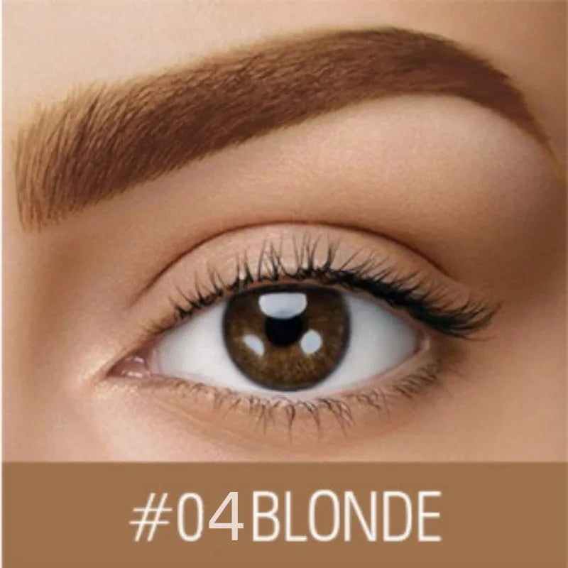 Brow cream tube in dark grey and golden yellow shades for waterproof, quick-drying eyebrow definition